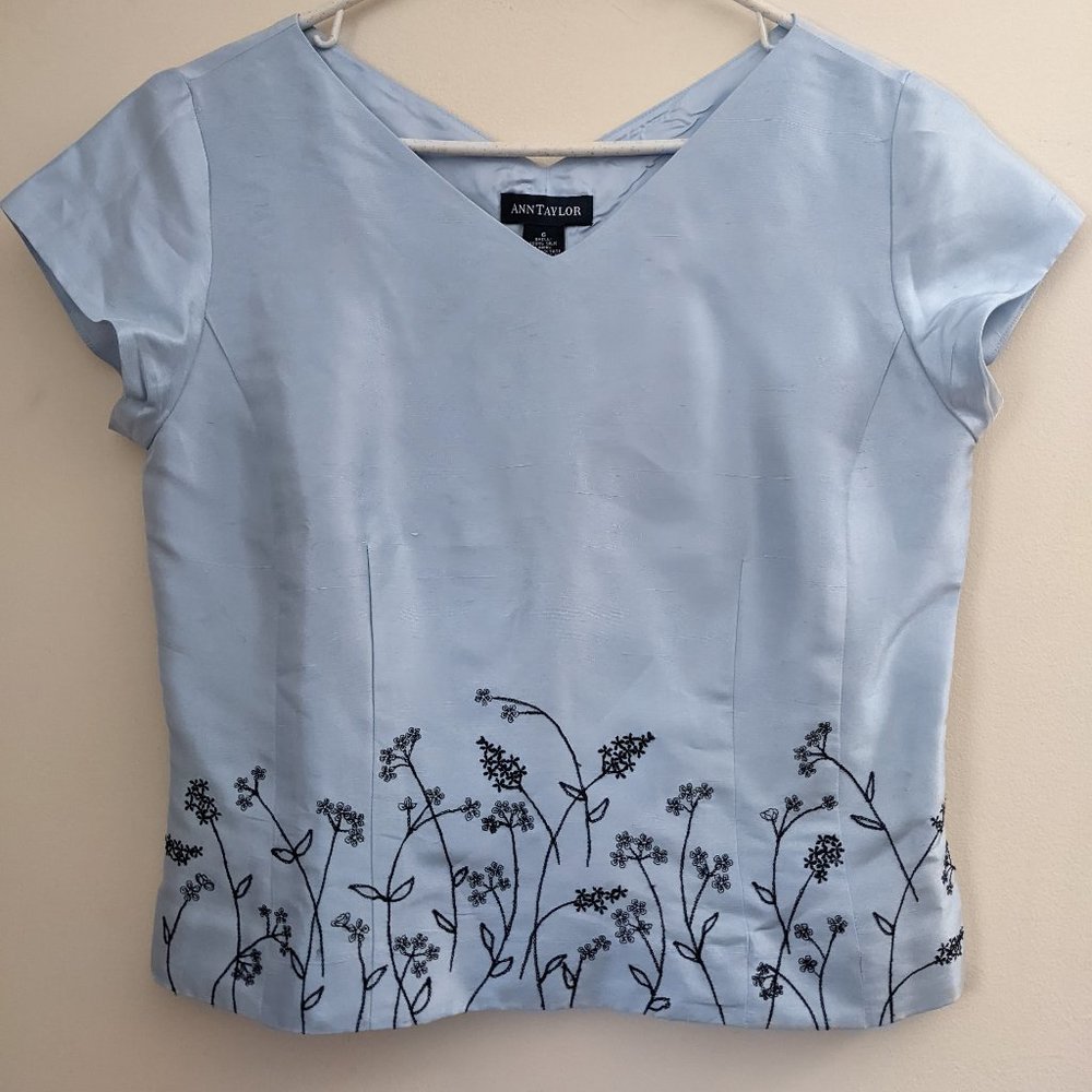Silky embroidered top